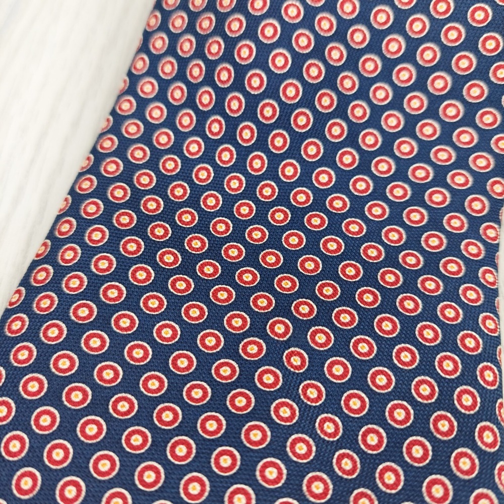 Lauren Ralph Lauren Tie Mens OS Navy Blue Red Medallion Geometric Silk Necktie - Picture 6 of 7